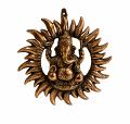 Black Metal Antique Wall Hanging Decor of Ganeshji - 11.25"